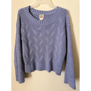 Women's C&C California Periwinkle Cable Knit Crew Neck Sweater S